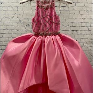 Rachel Allan Girls Pink High-Low Dress